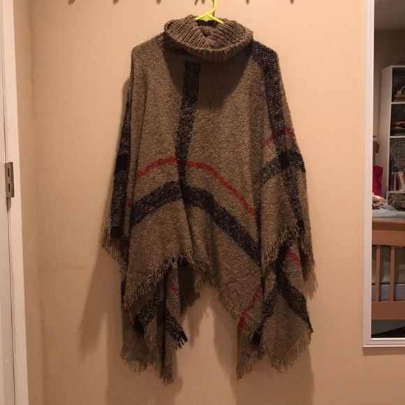 Jackets & Blazers - Plaid Poncho